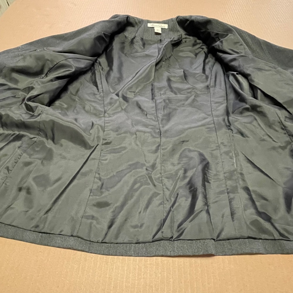 Kenneth Cole New York Womens Sz 10 Gray Shawl Neck Belted Double Breasted Jacket - Picture 14 of 16